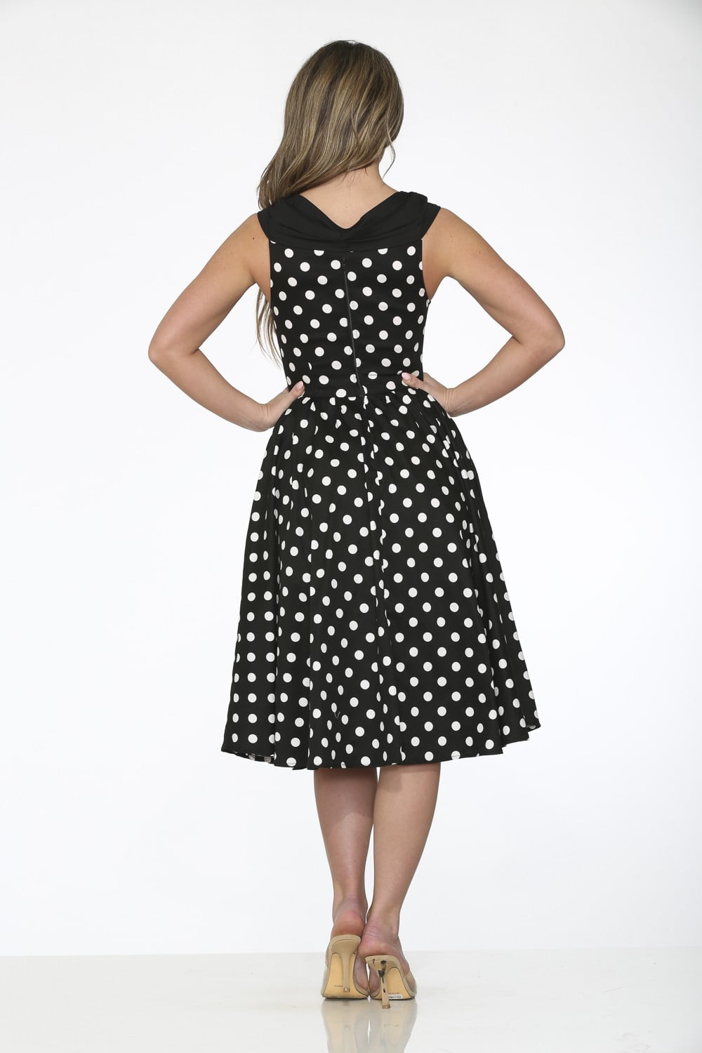 black and white polka dot dress